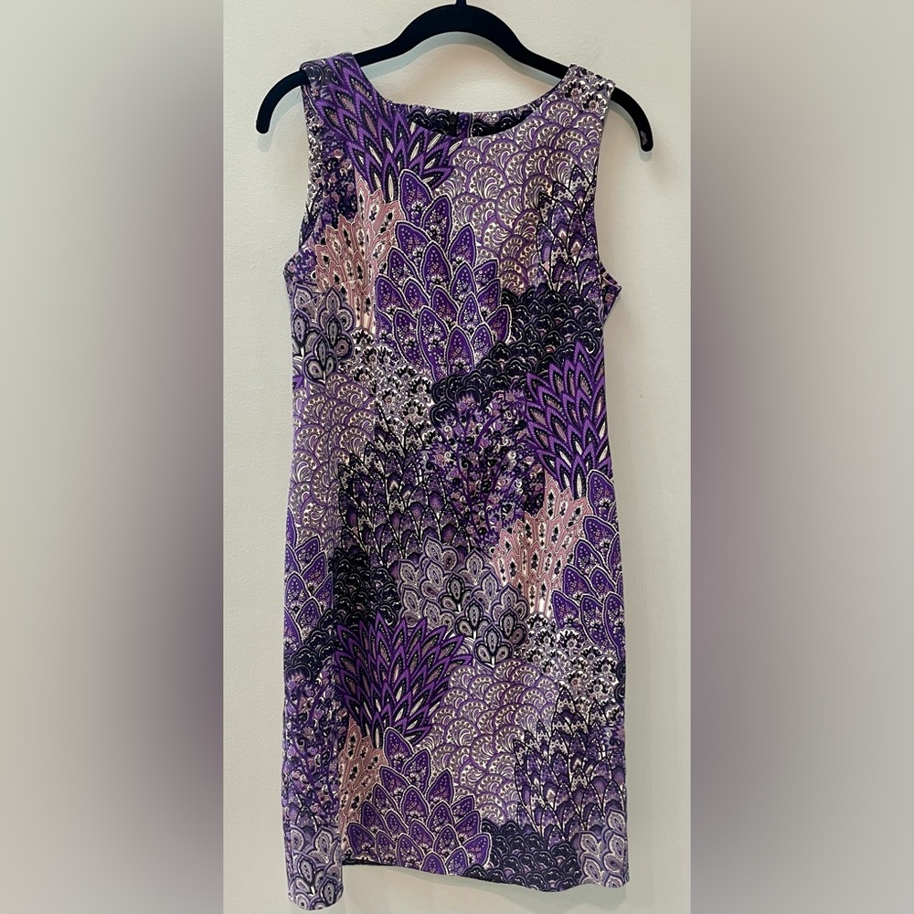 Connected Apparel Lilac & Purple Paisley Peacock Sheath Dress